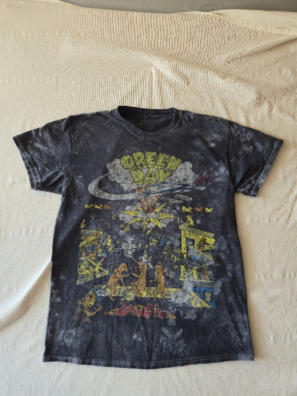 Green Day Dookie Vintage Band T-Shirt Black Tie-Dye Medium